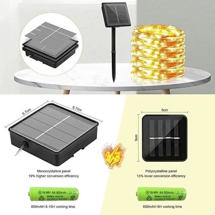 Guirnalda de luces solares para exteriores AMOUNE - 12 m, 120 LED - Blanco cálido
