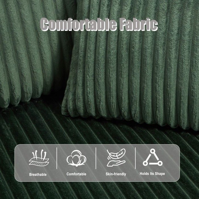 Sofá esquinero modular reversible de 3 plazas, sofá seccional para sala de estar con almacenamiento y portavasos, color esmeralda (no requiere montaje).