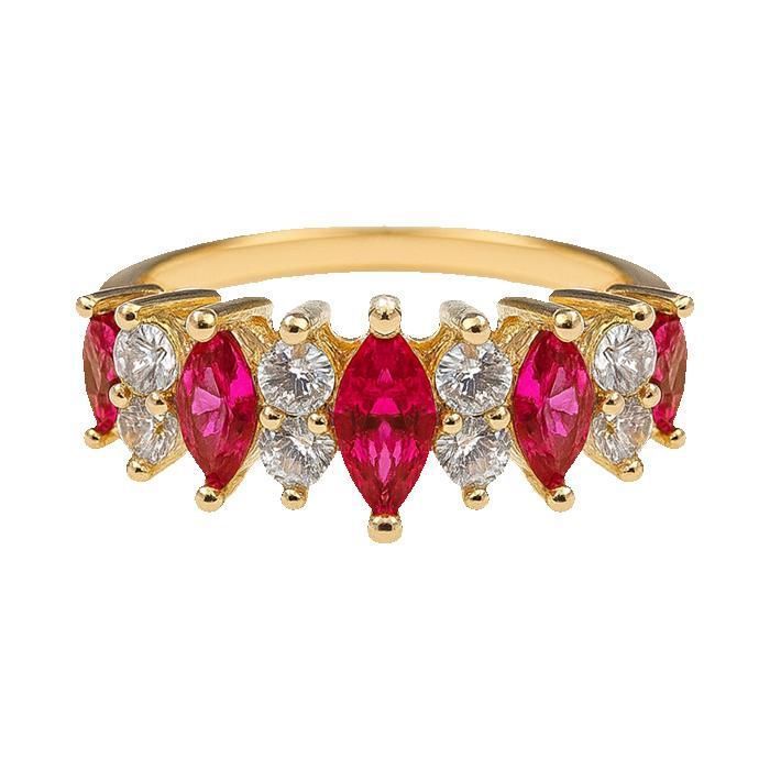 Anillo chapado en oro de 18 quilates para mujer – Piedras de circonita cúbica rosa y blanca, diseño femenino, elegante joya de regalo