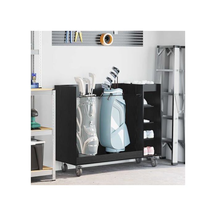 Taquilla de golf moderna - vidaXL - Roble negro - 120x45x98 cm - Amplio espacio de almacenamiento - 4 ruedas - Estructura metálica