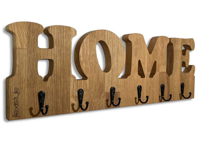Drewniany wieszak na ścianę HOME Dębowy 50cm