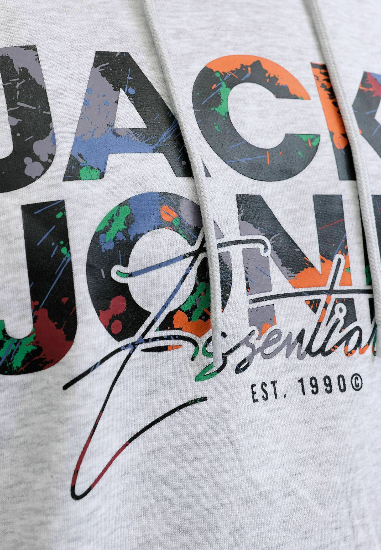 Felpa con cappuccio Jack & Jones PLUS SIZE LOGO - bianco mélange