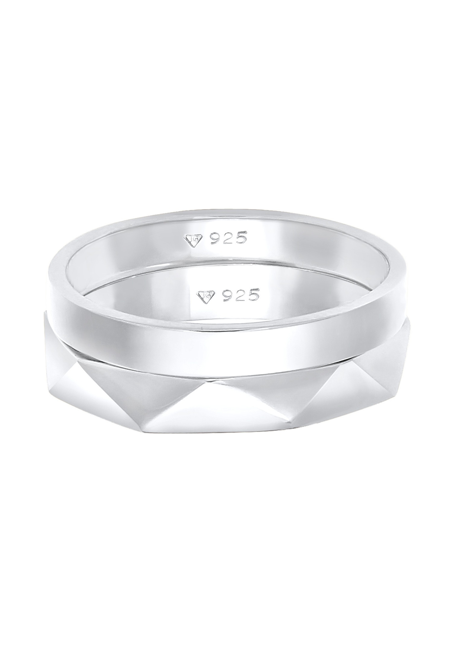 Elli pour dames Hexagone de base martelé en 925/1000 argent massif