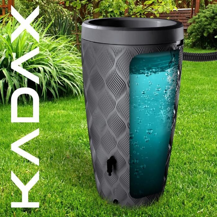 Tanque de recolección de agua de lluvia KADAX de 240 litros con maceta y grifo.