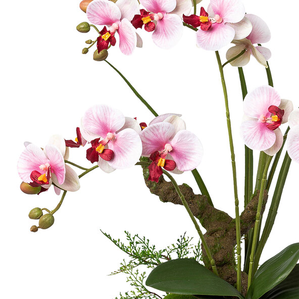 Orhidee artificială Phalaenopsis într-un ghiveci ceramic, 46 cm