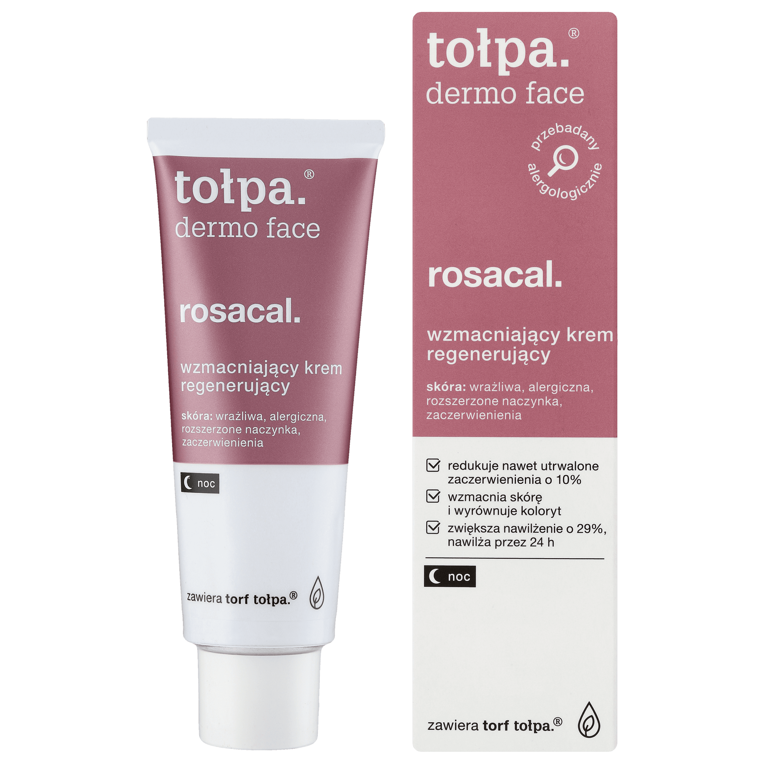 Tołpa Regenerierende Gesichtscreme zur Stärkung der Blutgefäße über Nacht, 40 ml, Dermo Face Rosacal