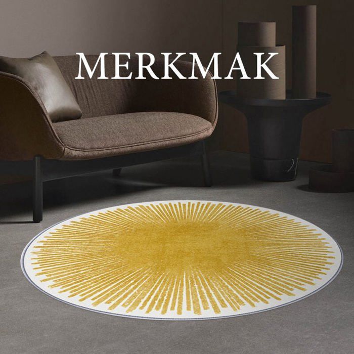 Tapis Style Contemporain 120 x 120 cm Antiderapantes Hauteur de fil 6 mm Jaune