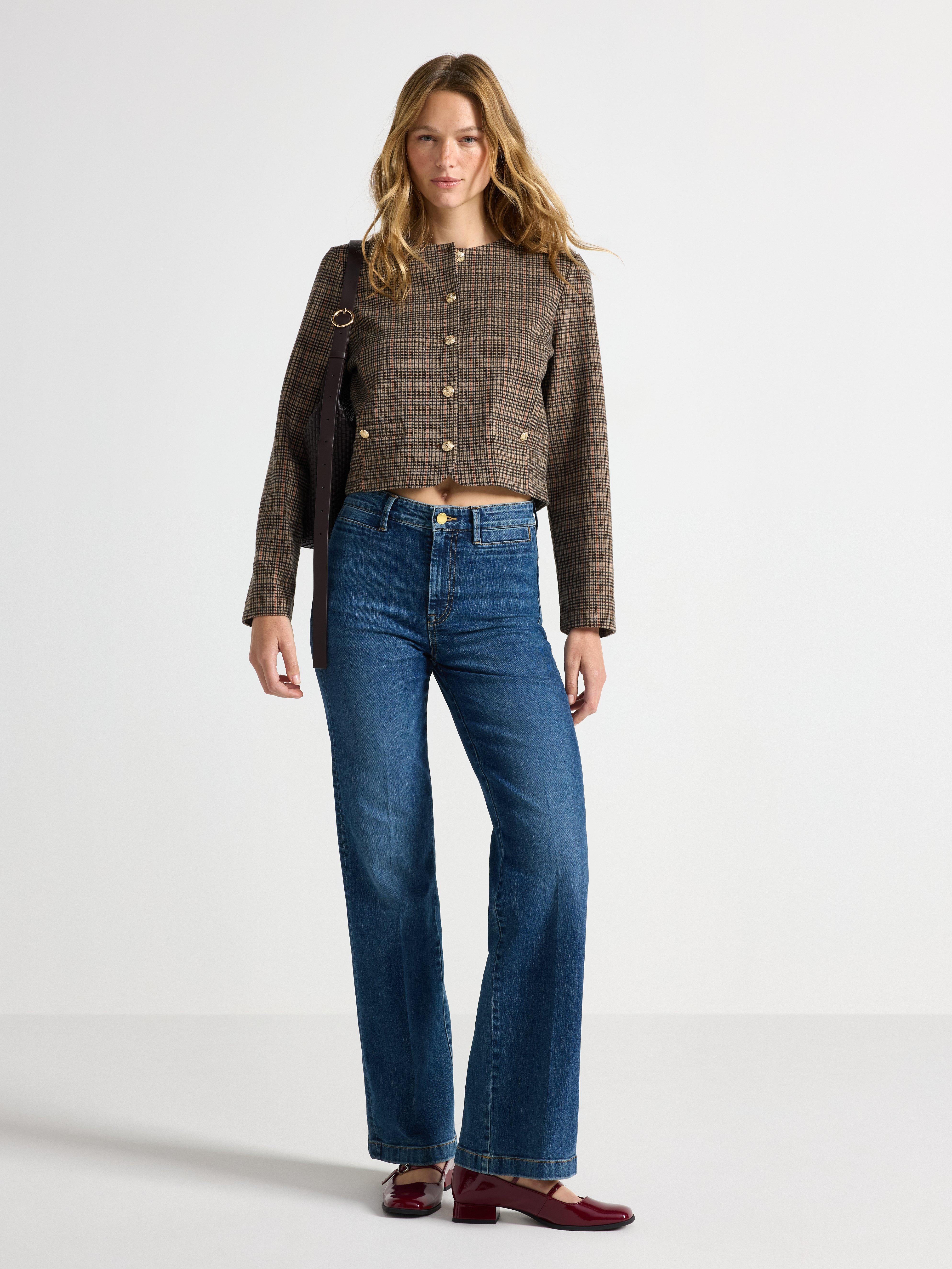 Chaqueta a cuadros beige