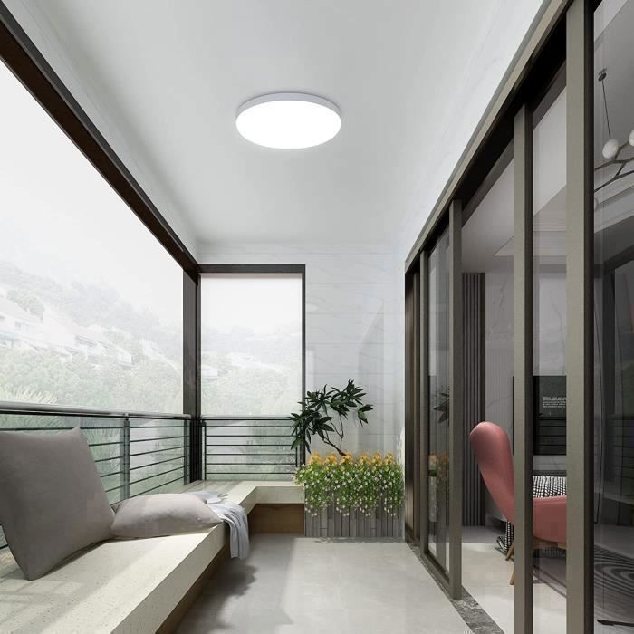 DELIPOP Plafonnier LED - Style moderne - 32W 6500K IP54 Imperméable Luminaire Plafonnier Pour Salle de Bain Cuisine Salon - Blanc