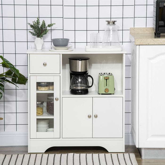 HOMCOM - Buffet de cuisine - Panneau de particules - 80x30x82cm - Blanc