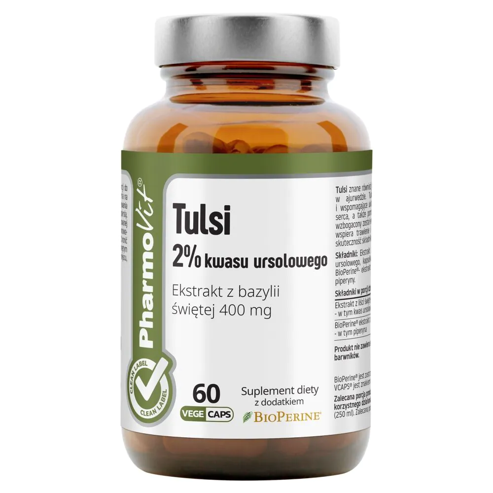 PharmoVit Clean Label Tulsi 2% Kwasy ursolowe kapsułki