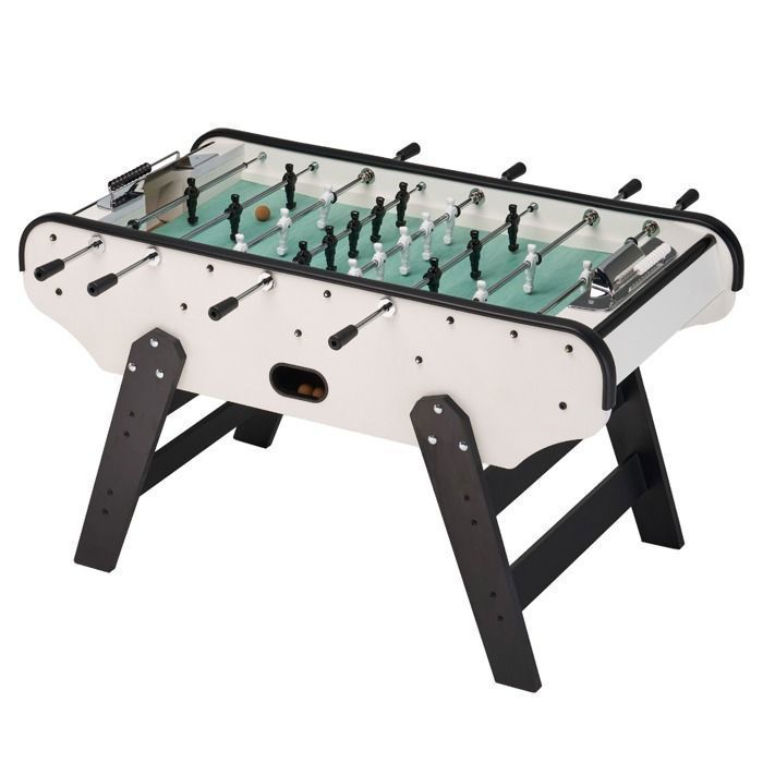 KANGUI Houten Tafelvoetbaltafel voor Volwassenen - Zwart en Wit - Gerflex