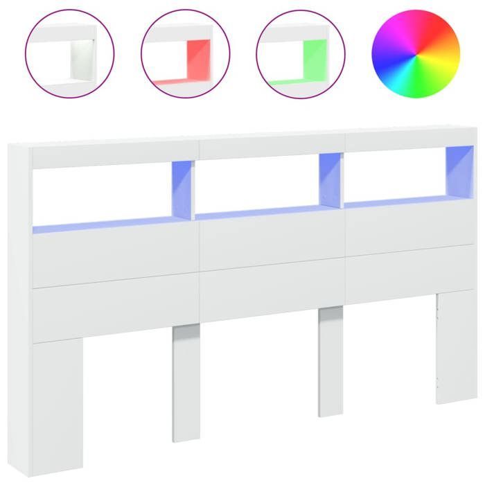 cabecero de armario vidaXL con LED, cabecero con compartimento, mueble de almacenamiento para dormitorio, accesorio 839210