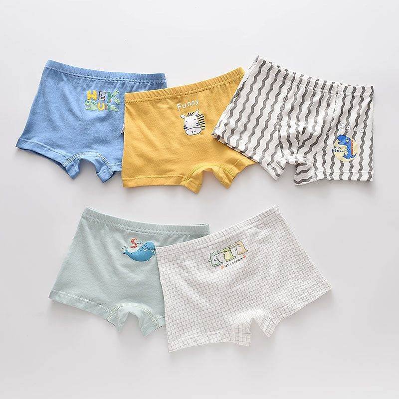 Lot de 5 boxers en coton pour filles et garçons, sous-vêtements pour enfants