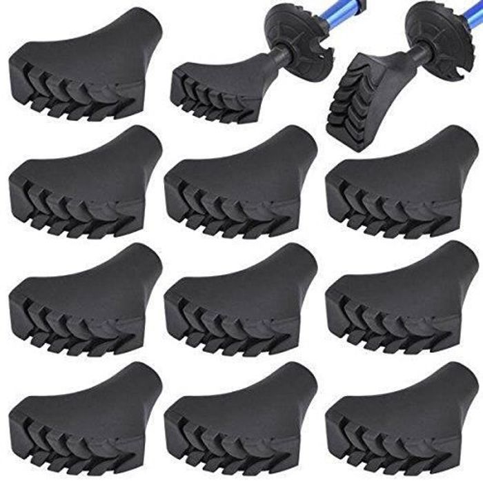 10 unidades/5 pares de puntas de goma para bastones de marcha nórdica para asfalto.