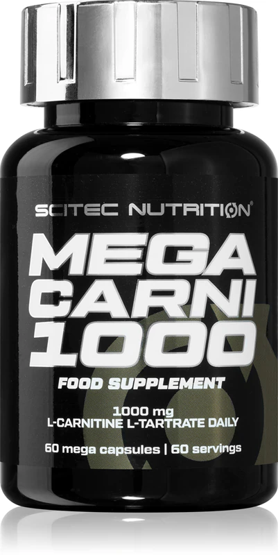 Cápsulas do suplemento alimentar Scitec Nutrition Mega Carni para atletas.