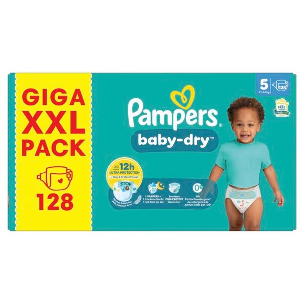 Pampers Baby-Dry pelene veličine 5 (11-17 kg), 128 komada