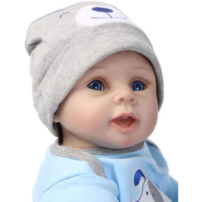 Boneco reborn realista - ULISEM - Menino - 55 cm - Silicone - Brinquedo magnético - Para crianças a partir de 3 anos