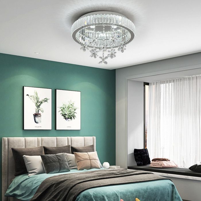 K9 Lustre en cristal Lampe ronde à intensité variable Flush Mount Plafonnier à LED 41W