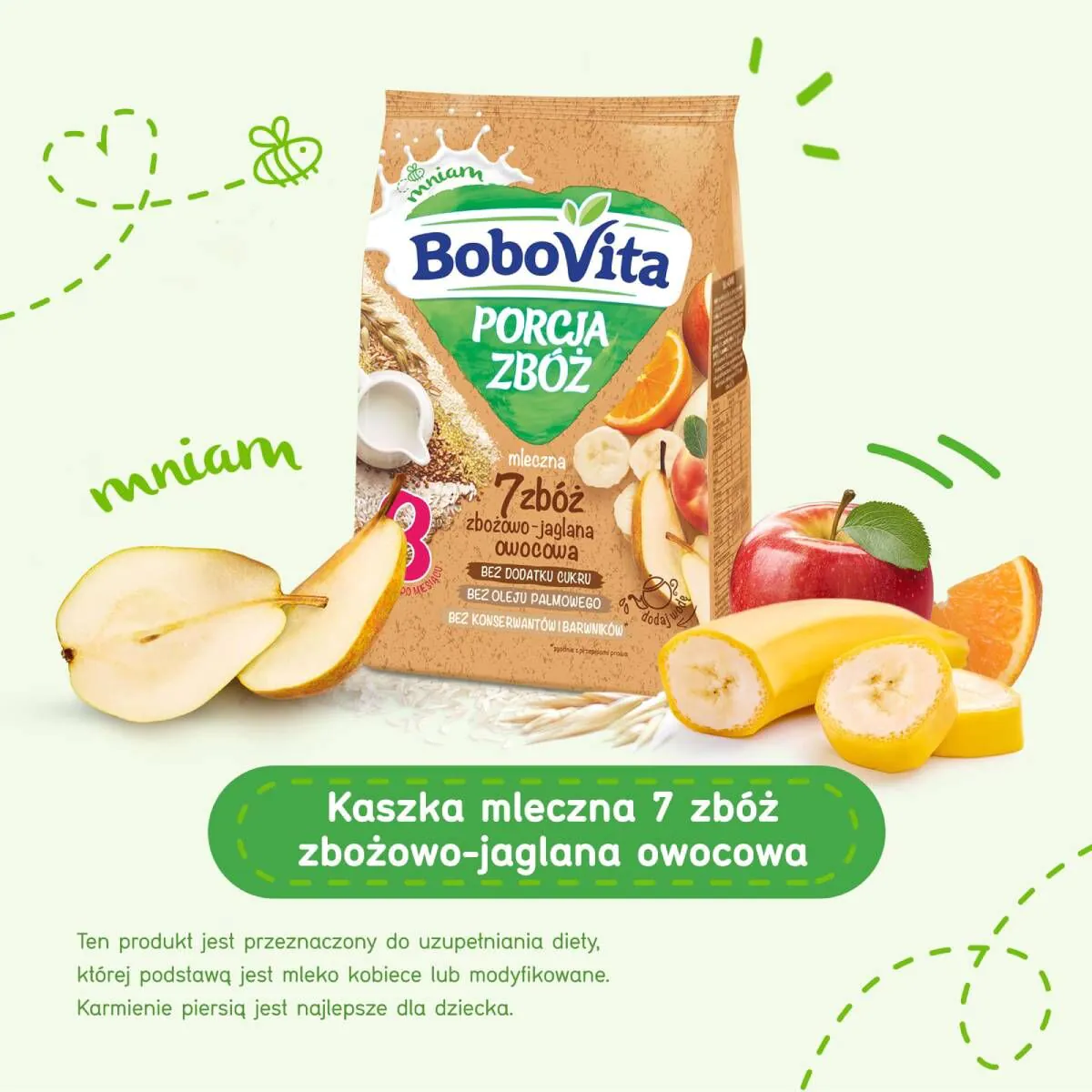 Bobovita Kaszka Porcja Zbóż 7 Zbóż Mleczna Owocowa