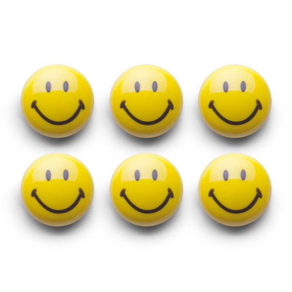 Magnesy Smiley, 6 sztuk, Ø 3 cm
