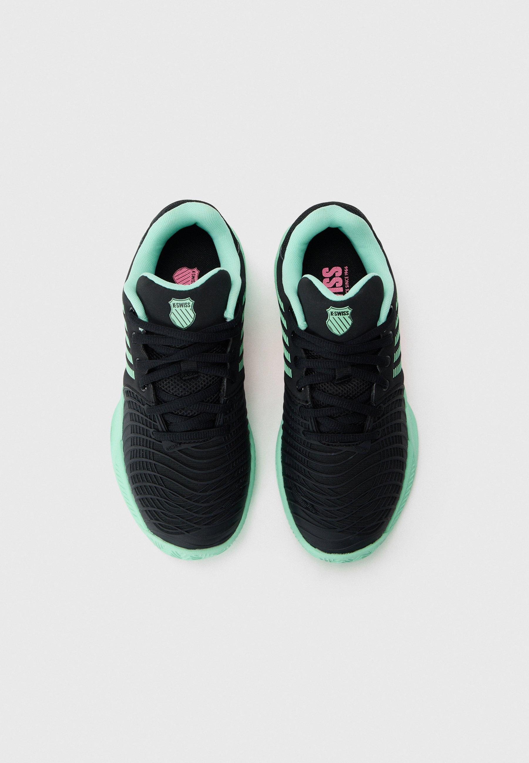 K-SWISS EXPRESS LIGHT 3 - Scarpe da tennis per campi in terra battuta - nero/verde menta fluo/rosa pastello fluo