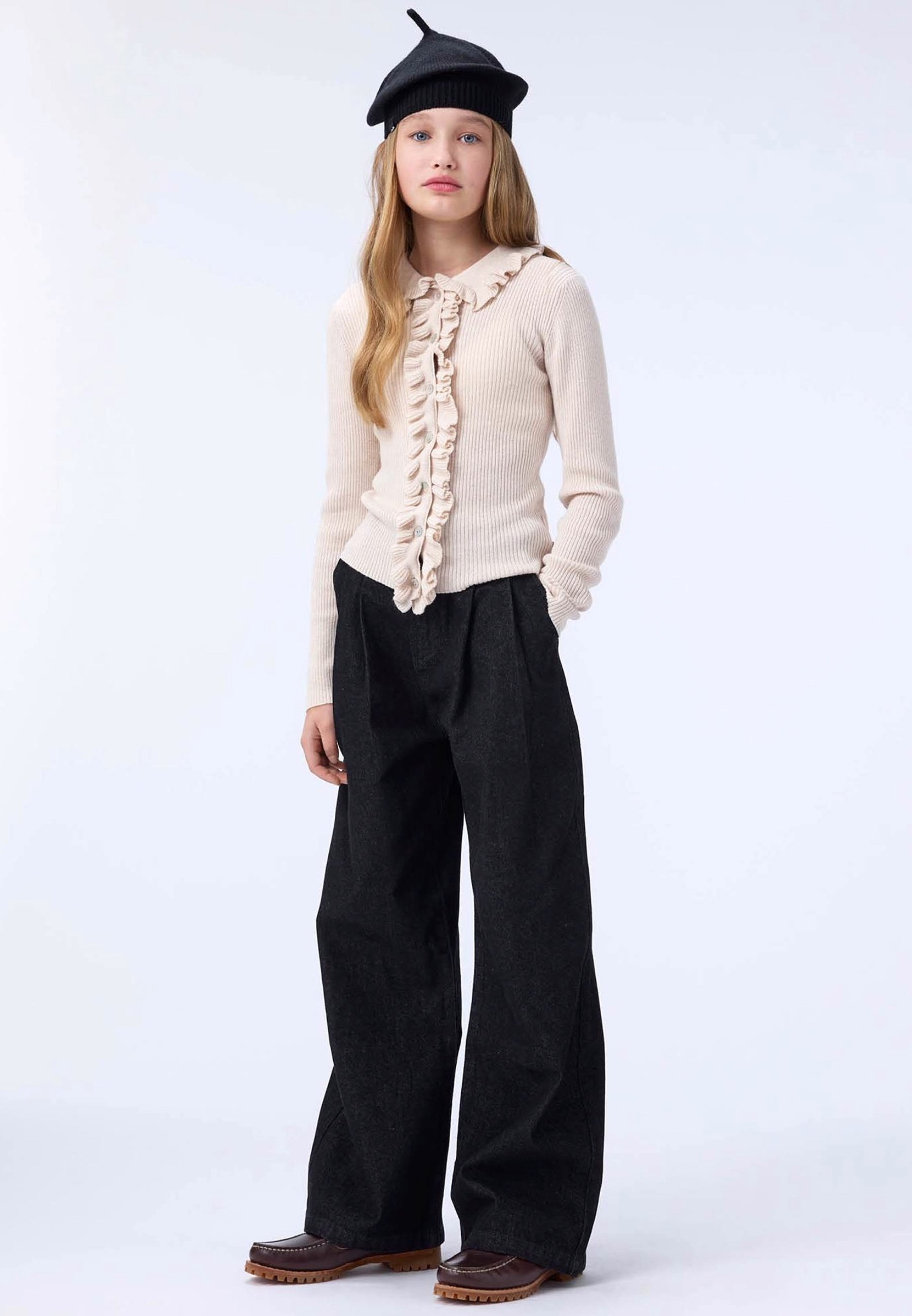 Molo AEISHA PLEATS - Rechte jeans - gewassen zwart