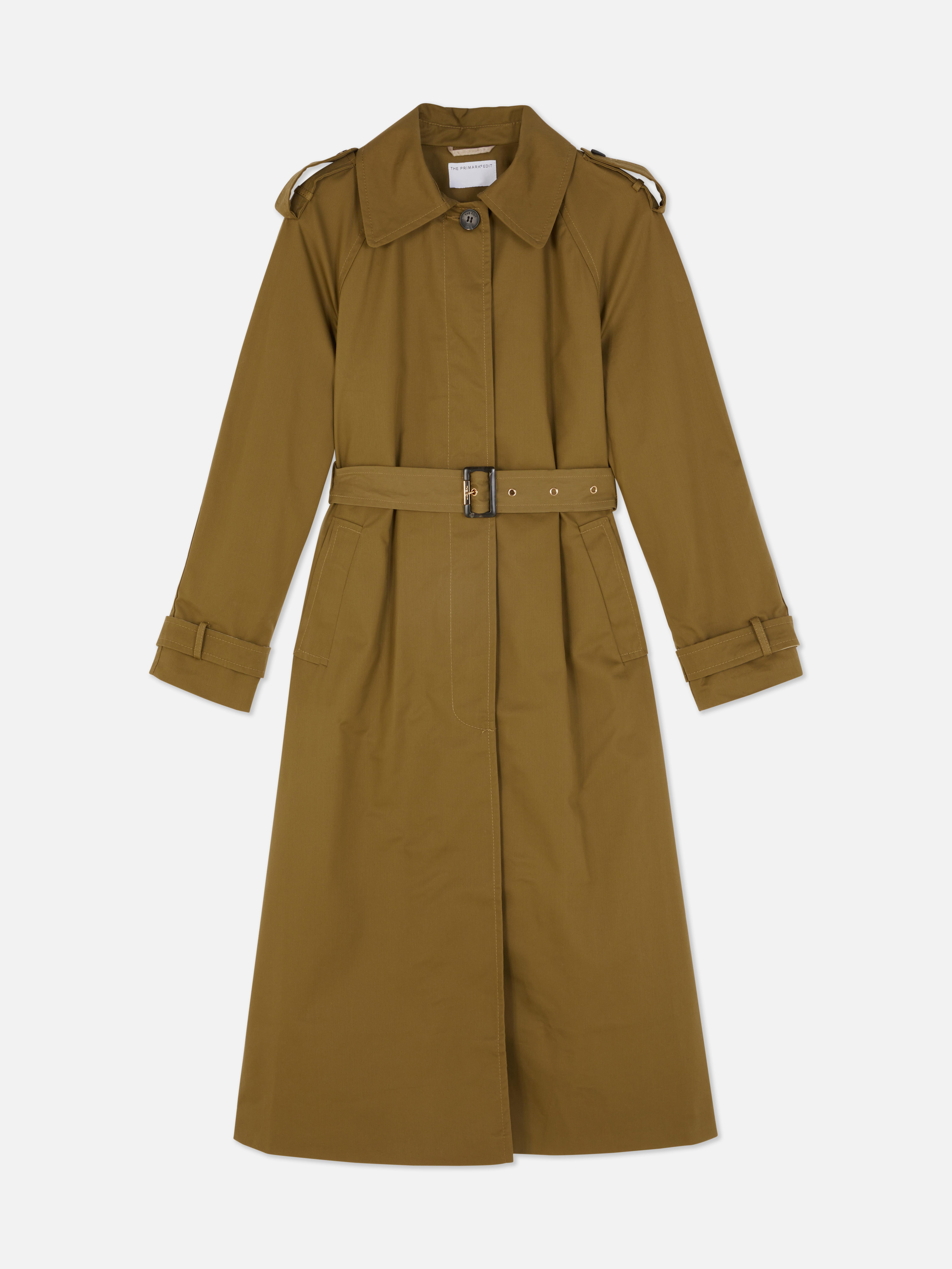 Pelerină de ploaie cu curea The Edit Un trench clasic cu guler, curea și buzunare laterale