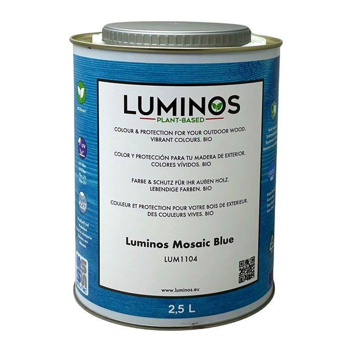 Lasure - LUMINOS - LUM1104 - Biobased - Bleu Mosaic - 2,5L - Protection bois extérieur