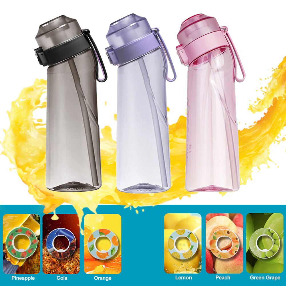 Botella de agua inflable con cápsulas saborizadas, botella mágica para beber con sabor a calabaza, botella de agua para deportes y actividades al aire libre.