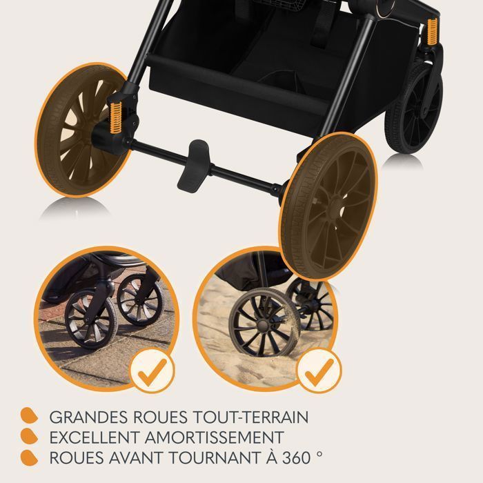 LIONELO Mika Plus 2-in-1 Travel System - Birth up to 22kg - Duo Stroller Pack, Carrycot and Accessories - Terracotta