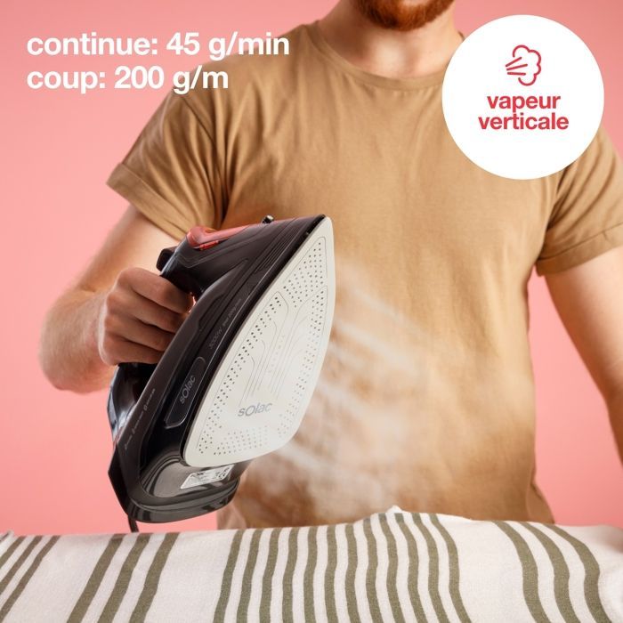 Stoomstrijkijzer - SOLAC - 3000 W - Stoomstoot 200 g/min - Stoomafgifte 45 g/min - Keramische strijkzool