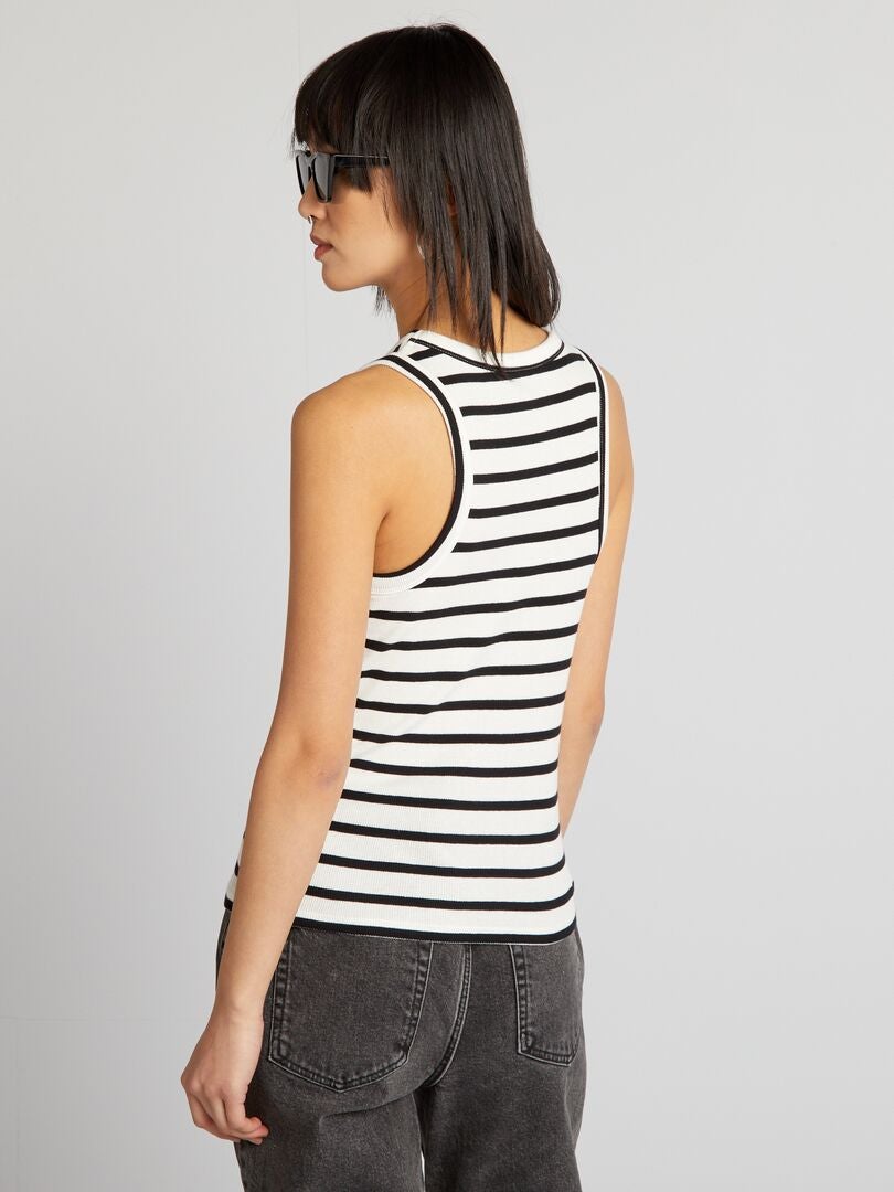 Regata canelada com decote halter - BRANCA