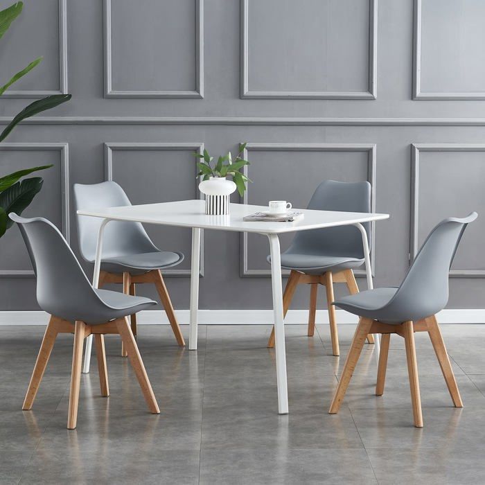 mcc direct Lot de 4 chaises de salle à manger, cuisine, bureau, salon, design coque EVA (gris)