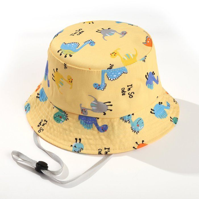 Sombrero de sol FUNMOON para niños - Protección solar - Algodón - Dinosaurios blancos