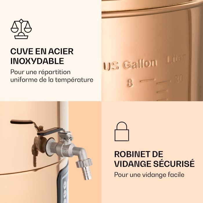 Kit de elaboración de cerveza - Klarstein Mundschenk - Depósito de 30 L - 2500 W - 9 programas