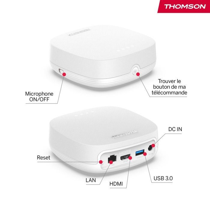 Passerelle multimédia Thomson 4K 270W Blanche avec assistant vocal integre