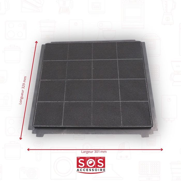 SOS Accessory Kit: 330x300mm carbon filter and 1 x 267x98mm filter for AFFCAF203 AIRFORCE cooker hood