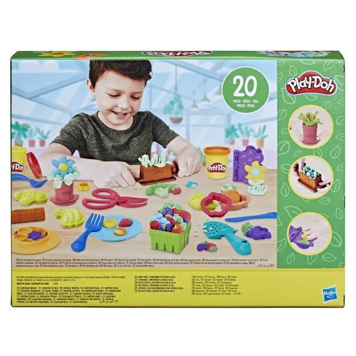 Play-Doh Mijn Kleine Tuin, boetseerkleiset voor het kweken van bloemen en fruit met accessoires, geschikt voor kinderen vanaf 3 jaar.