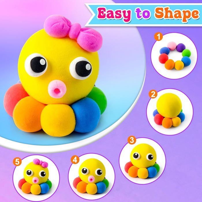 Pâte à modeler séchant à l'air - JOZSI - 28 Couleurs Argile Magique Séchant À L'Air, Cadeau Pour Enfants 3-12 Ans
