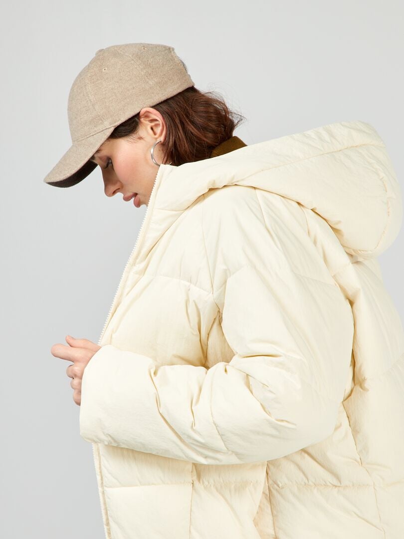 Lange gewatteerde donsjas - Beige