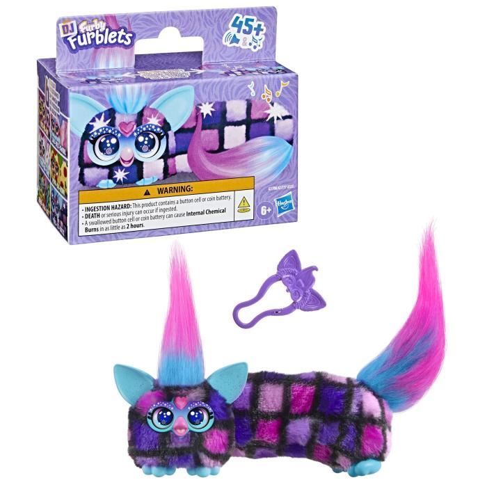 Furby DJ Furblets Dis-Co-Dazz, mini elektronisch pluche speelgoed, kinderspeelgoed, 45 geluiden en muziek, geschikt voor kinderen vanaf 6 jaar.