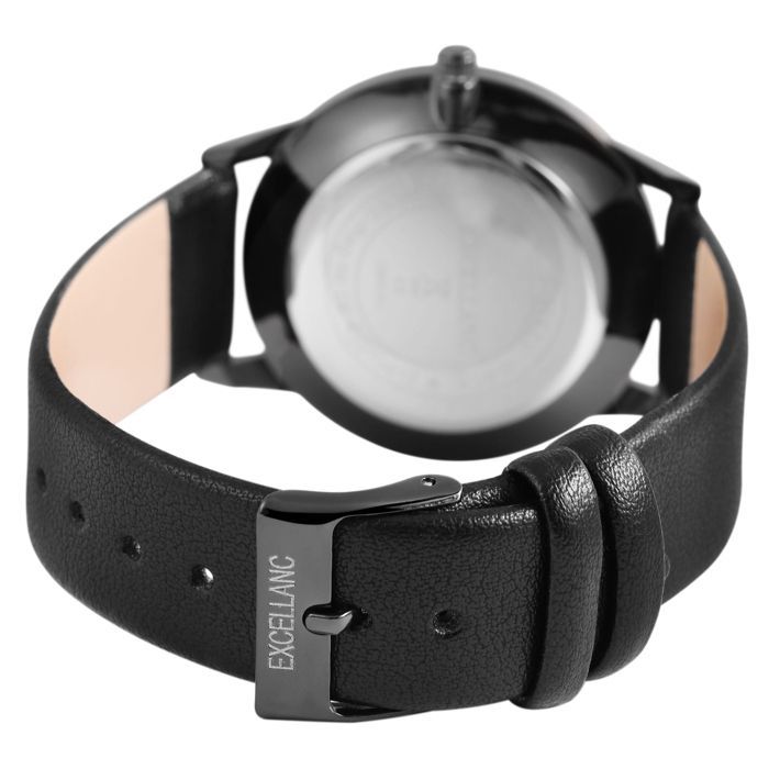 Montre femme - EXCELLANC - Excellanc Femme Noir Métal - Boîtier 40 mm - Bracelet simili 20 mm - Mouvement quartz