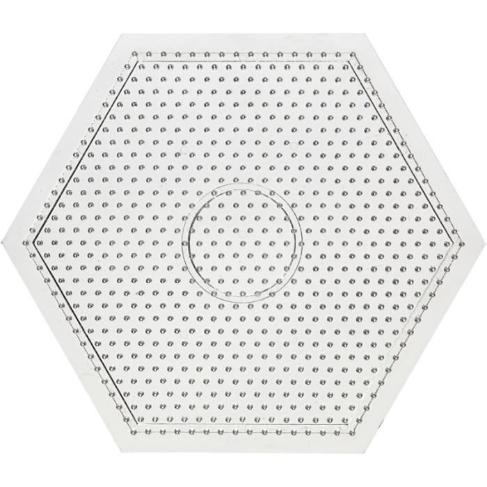 Tablero perforado hexagonal de 15 x 15 cm, transparente, para cuentas termoadhesivas Midi, para niños.