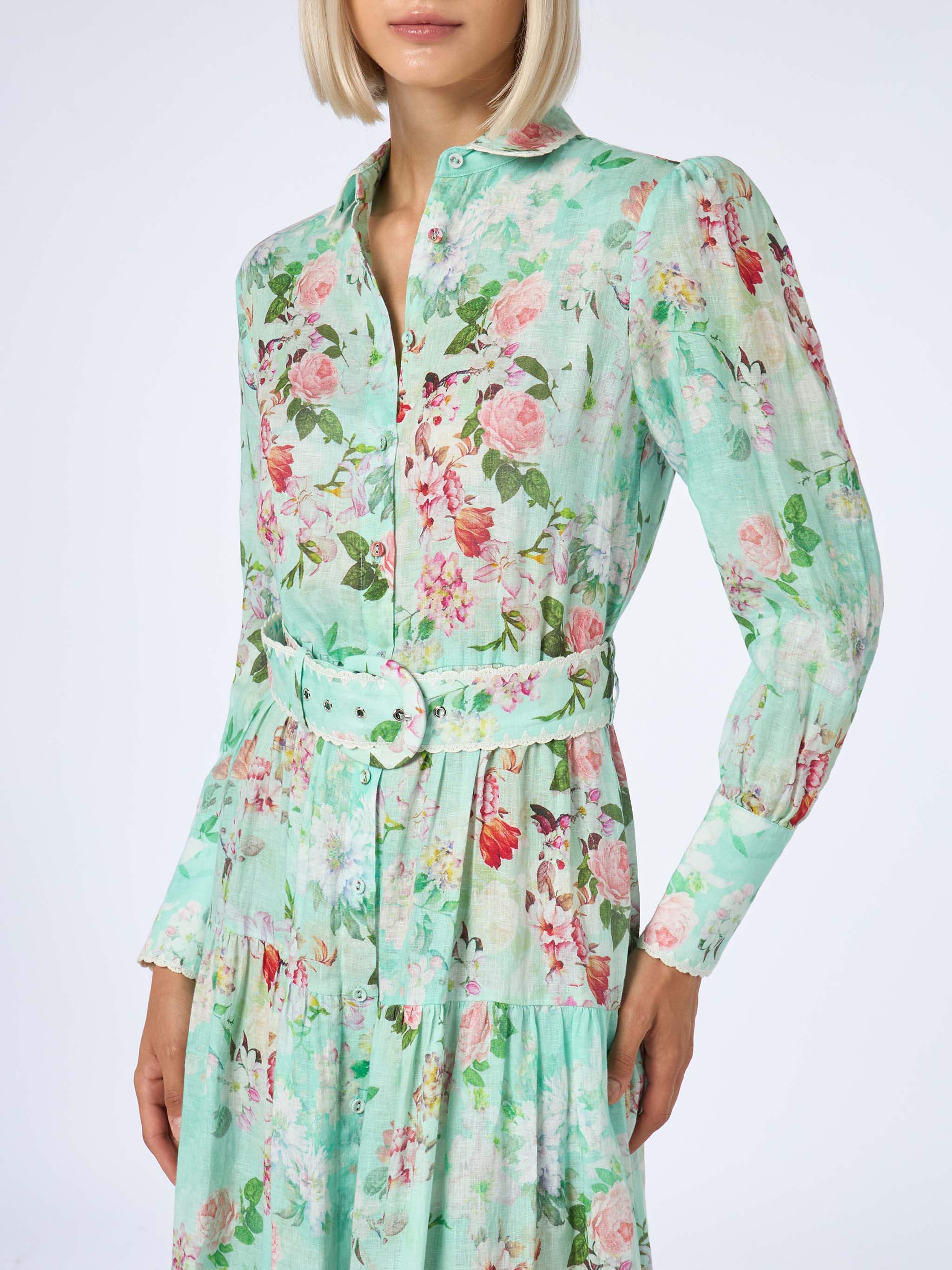 Marbella linnen jurk voor dames met bloemenprint