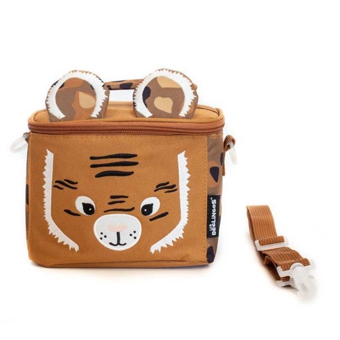 Les Déglingos Insulated Lunch Bag - Tiger - Nylon - Child - Brown - Orange