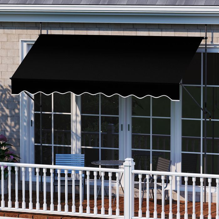 COSTWAY Store Banne Manuel Rétractable 3 x 1,2M - Manivelle Hauteur Réglable 210-300CM, Auvent de Terrasse Anti UV Noir
