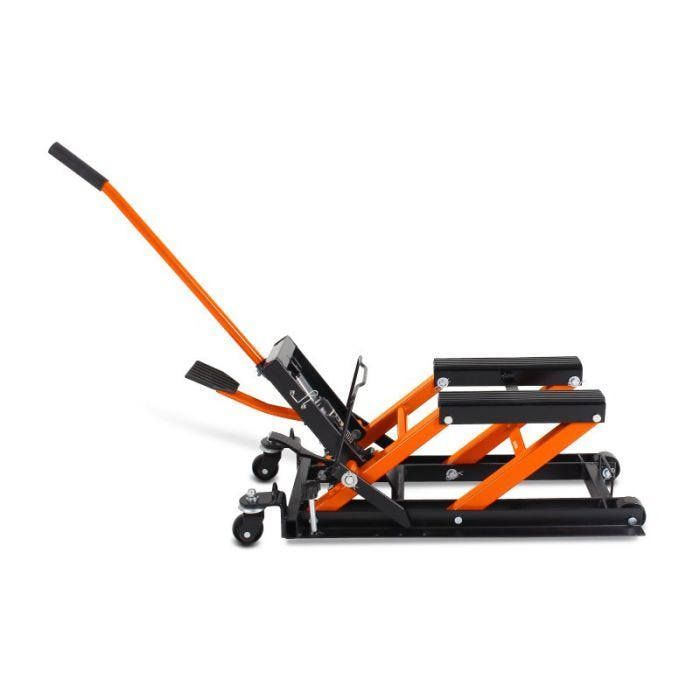 ConStands Mid-lift L Scissor Lift for Motorcycles, Hydraulic Lift for Choppers, 680kg, Orange