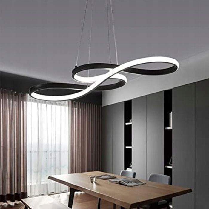 DORLINK Moderne 52W Zwarte LED Hanglamp - Dimbaar met Afstandsbediening - Designverlichting voor Woonkamer, Slaapkamer, Keuken