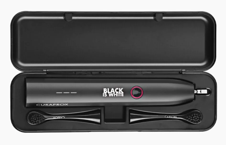Curaprox Hydrosonic Black Is White Szczoteczka Soniczna z Główkami Węglowymi